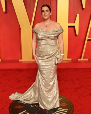 Melanie Lynskey Instagram - THANK YOU @radhikajones and @vanityfair for having us at the best party of the year. I have blisters running along the line of my toenails but it was worth it!! Thank you to my husband for being SO HANDSOME and a very fun date. Eternal thanks to the wonderful @csiriano for this stunning custom dress and to everyone who works with Christian for the time and expertise and fittings and beautiful tailoring. I’m so lucky. 
Impeccably styled by my dear dear friend @misha_rudolph_stylist wearing gorgeous @martinkatzjewels - my gosh they were stunning. Thank you Martin and @periellenb we love you so!
@tylerellisofficial had the most perfect bag. Thank you @aimeecarpenter17 
Thank you to my beloved @stephensollitto, the funniest and kindest man alive, for this beautiful makeup. 
Thank you to the talented and lovely @tedgibson for this perfect hair.  You are an angel Ted and such a gentle and loving person. 
Thank you @nailsbyshige for saving my raggedy hands and doing my favourite tiny hearts and for bringing your sparkly sweet energy to my house. 
Thank you sweet @sophie.a.miller for a long long long day babysitting!! 💖
And thank you @VanityFair and @gettyentertainment for these red carpet pictures. #VFOscars #VanityFairOscarParty