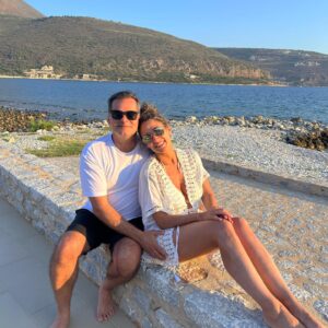 Melina Kanakaredes Instagram - It’s been a “couple”of AMAZING years with my favorite Greek boy!! Happy Anniversary Αγάπη μου Παντελή!! I love you with all my heart!♥️ @karinaeleni thanks for the soundtrack 💋🥰