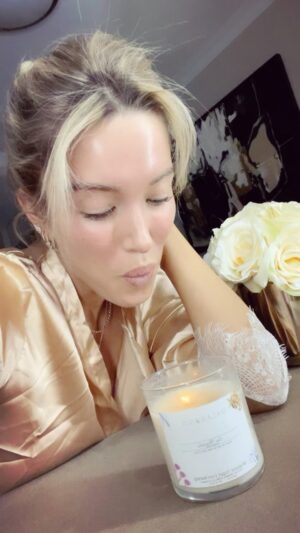 Melissa Bolona Instagram - My absolute favorite candle @halarosis to burn bright in my home during the holiday seasons, toxins not included (all vegan too!). It burns with zero black smoke and with the most delightful smells 😍. Use code MELISSA15 to get yours now 🙃