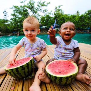 Melissa Tkautz Instagram - Are they serious??? @the.wandertwins are cuteness overload ... obsessed with this page #twinning 😍❤️ give them a follow snd brighten up your day ... @the.wandertwins
・・・
Double tap if you think we are one in a melon ! ✋🏻👶🏾👶🏼💙 .
.
.
.
.
.
.
. .
. #vanuatu #pacificislands #bluelagoon #travelwithkids #travelwithbaby #travelwithtwins #familytravel #twins #twiblings #virtualtwins #brothers #adoption #irishtwins