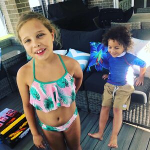 Melissa Tkautz Instagram - Aussie summer uniform 😆 
My kids lived in @platypusaus this summer! Love an Aussie brand with a great product. Does anyone feel like this is the hottest / longest summer ever? Not that I’m complaining ☀️