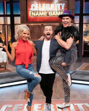 Melissa Tkautz Instagram - Who’s ready for some @celebnamegameau hilarity?!Tune in tonight to see @grantdenyer @accordionhans and myself having all the laughs! @channel10au ❤️😘