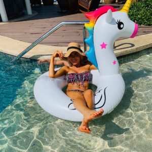 Melissa Tkautz Instagram - Are you even on holiday if you don’t float around on an inflatable unicorn 🦄 ?? I’m pretty sure it’s even hotter in Sydney ??