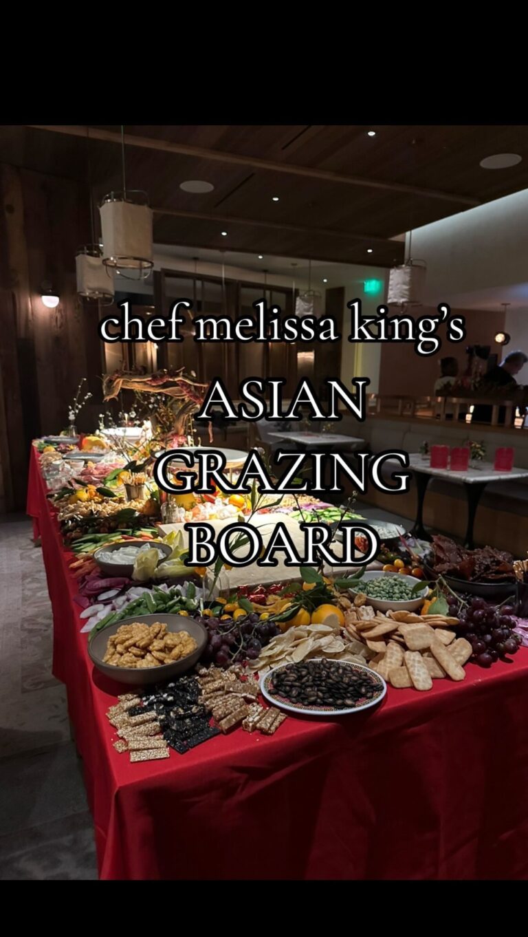 Melissa King Instagram - I don’t half ass anything. 🤪 I’ve had an all Asian grazing board vision hiding in my head for a while and am so proud to debut it to friends in celebration of the Lunar New Year. Along with some usual suspects of charcuterie, dips, vegetables, I loaded the 13 foot table with dim sum, every nostalgic Asian snack you can dream of, and a few roasted suckling pigs for the win! We built a second table just to hold the desserts (egg tarts, fried sesame balls, lucky candies, lychee jello cups, and more). I felt emotional after stepping back and seeing all the nostalgia captured on the table. Grandma would have been so proud and parked up next to the kumquats and licorice watermelon seeds. Thank you to all the friends that came out to support and celebrate. Cant wait to go even harder next year! Happy year of the dragon everyone!🧧🐲🐉 Thank you to @staym88 and the team, @chefgingerjpierce and the @1hotels team, @therealtsarnicoulai and all our sponsors for helping me make this come to life and being a big part of our Lunar celebration. #lunarnewyear #chefmelissaking #melissaking #chinesefood #cantonesefood #chinese #foodporn #grazingboard #charcuterieboard #asianfood #asiangrazingboard #LNY