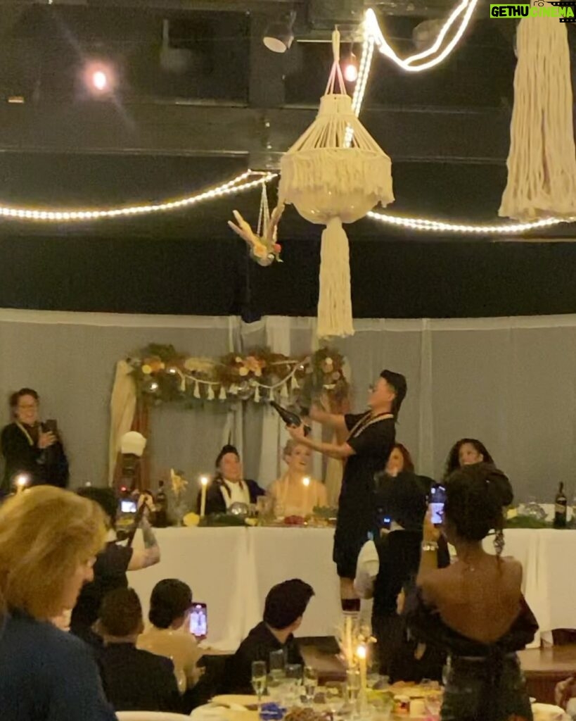 Melissa King Instagram - 1. My wedding date got drunk 🍼, she’s lucky she’s cute 👶🏻 2. My dancing with the stars audition. 3. I ❤️queer weddings. 4. Party tricks 🍾🗡️ 5-6. Fam 🖤