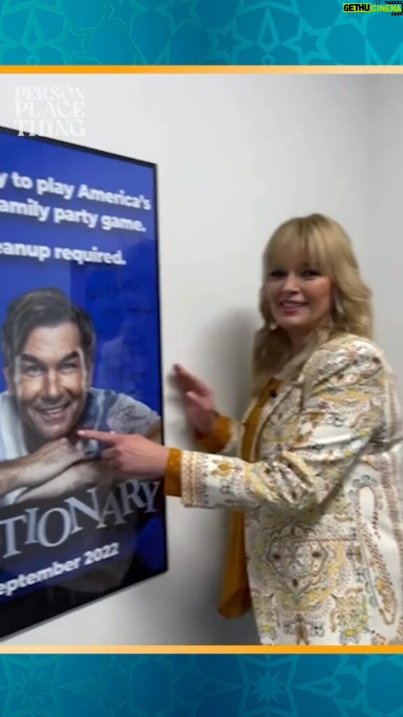 Melissa Peterman Instagram - Your own poster really IS the highest honor. 😎 Join Melissa for a tour of our studio’s WALL OF FAME! 🎬️ ⁠ ⁠ #PersonPlaceorThing #MelissaPeterman #GameShow #Trivia #20Questions #commonknowledge #generaltrivia #gamenight