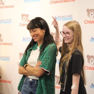 Melissa Villaseñor Instagram - Still smiling from this visit at @childrensnational. Thank you to the patients who shared their stories and made this such a special time. Extra shoutout to Ren for my crochet frog. Wishing the best for these kiddos. The book i read was “The Fantastic Bureau of Imagination” by one of my fave artists @bradmontague !

P.S. Donations this holiday season light up Dr. Bear, their mascot, at the hospital to brighten patients’ days 🌟❤️– link in their bio!