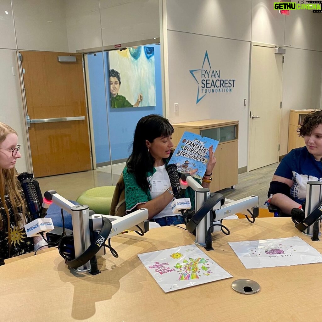 Melissa Villaseñor Instagram - Still smiling from this visit at @childrensnational. Thank you to the patients who shared their stories and made this such a special time. Extra shoutout to Ren for my crochet frog. Wishing the best for these kiddos. The book i read was “The Fantastic Bureau of Imagination” by one of my fave artists @bradmontague ! P.S. Donations this holiday season light up Dr. Bear, their mascot, at the hospital to brighten patients’ days 🌟❤️– link in their bio!