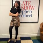 Melissa Villaseñor Instagram - This was a real lovely treat for me. Tune in tonight @colbertlateshow @stephenathome loved havin my sis there with me ❤️🥹
