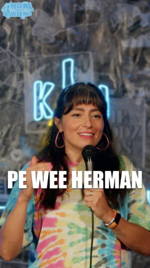 Melissa Villaseñor Instagram - RIP Pee Wee Herman 🤣🎤: @melissavcomedy #standupcomedy at #jaminthevan 🎶🚐 #comedian #comedyclub #jenniferlopez #peweeherman