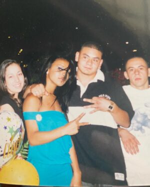 Melody Thornton Instagram - Get into this Y2K brilliance! Yes… I dressed like this to school. Yes… my eyebrows were non existent. I dyed my hair a jet black as I could get it! The patchwork pants 😩 I would pay 💰 loot for those now.