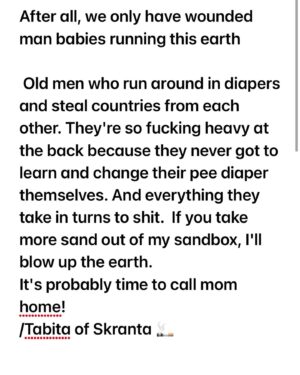 Mia Skäringer Instagram - Möraräfläktion 🍼🛡️ å google translate (svårt med så mkt dialekt) 
Och för guds skull missa inte nytt avsnitt @skaringerochnessvold med bla ny krispig tolkning av den gamla godingen Scatman! Allt för dig ❤️🫴🏻💋