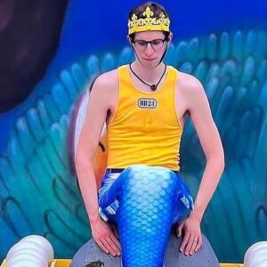 Michael Bruner Instagram - Michael just won his 2nd POV this summer. He lived up his mermaid fantasy this week 🧜🏻‍♂️🧜🏻‍♂️, and I think gold just might be his new color 🥇🥇#bb24 #teammichael