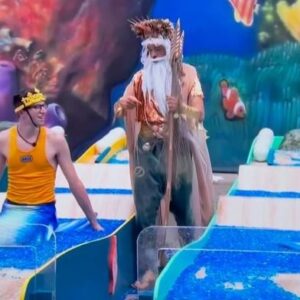 Michael Bruner Instagram - Michael just won his 2nd POV this summer. He lived up his mermaid fantasy this week 🧜🏻‍♂️🧜🏻‍♂️, and I think gold just might be his new color 🥇🥇#bb24 #teammichael