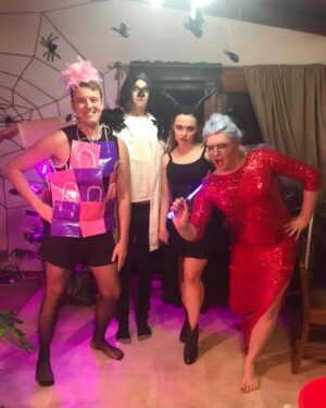 Michael Bruner Instagram - If you’re watching live feeds, then the spooky cat’s out of the bag. We are a huge Halloween fans 🎃 🎃 🧙‍♀️ 🧙‍♀️ #halloween2021 #bb24 #teammichael