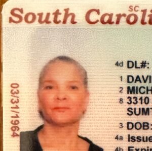 Michaela Angela Davis Instagram - I’ve only ever had a NY State drivers license 
I’m most fond of this one 
dense afro filled the frame,  it held the light in 
in over flow
Nearly half is now shed
Alas, God saw me fit to gift my head
lavishly 
had enough hair to spare to aging, 
to medicines, to time.
Now I am liscenced to drive in 
South Carolina,  land of my ancestors 
Land of most Black folks in this lands’ ancestors 
where they passed through.
I will drive here.
I will write.
here.