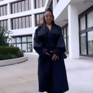 Michelle Mitchenor Instagram - @naacpimageawards NOMINÉE Brunch 🥷✨
Trench Set : @beeombi 
Earrings : @veronicatharmalingam 
Clutch : @cultgaia 
Makeup @theninjafilter 
Hair : @stylesbydavonte 
Nails : @theonlynailsofficial 
Wedding Ring Set : @emilyesterling 
Thank you @pr_solo
