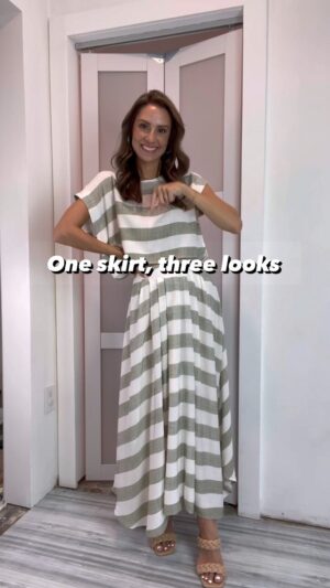Michelle West Instagram - SALE!!! My super cute striped crop and maxi skirt set is on sale!!!! I’ve styled the top different ways previously and now the skirt because I went back for it and so glad I did! Wearing a small in the top and skirt but I have to get the skirt altered a little. It also comes in tan and both looks roll right into fall with these muted colors! 

Ways to shop these looks:
- tap the link in my bio and tap the “shop my looks” tan
- Follow my shop @themichellewest on the @shop.LTK app to shop this post and get my exclusive app-only content!
- copy and paste this link into your browser - https://liketk.it/4hCtI 

#liketkit #LTKunder50 #LTKsalealert #LTKparties #matchingset #waystowear #mixandmatch