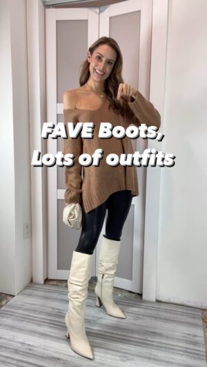 Michelle West Instagram - Please just confirm how much I need these boots in my life to justify my purchase AND act like my bra isn’t hanging out in the first clip 😂😂 I had to hunt these down in my size!!! They’re worth the splurge but I’ll also link some VERY similar more affordable ones as well! 

Linking as many pieces as I can from this reel but as you can tell they’re so versatile. Pair with Spanx leggings, skirts, faux leather skirts/dresses and so much more!  I don’t use the word obsessed but if it did … 😆

Ways to shop this post:
- tap the link in my bio, then tap the “shop my looks“ tab
- Follow my shop @themichellewest on the @shop.LTK app to shop this post and get my exclusive app-only content!
- copy and paste this link into your browser - https://liketk.it/4lyp2

#liketkit #LTKshoecrush #vincecamuto #waystowear #holidayoutfits #MichelleWest #kneehighboots #whiteboots