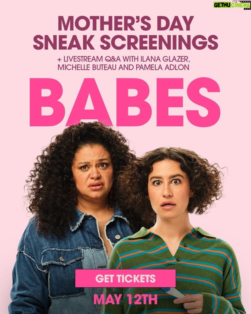 Michelle Buteau Instagram - It’s the reason for the season—spend Mother’s Day with the amazing women behind #BabesMovie! On May 12, see BABES before anyone else, along with a live Q&A with stars Ilana Glazer and Michell Buteau, and director Pamela Adlon. Get tickets now and see the 100 locations at bit.ly/BabesTix