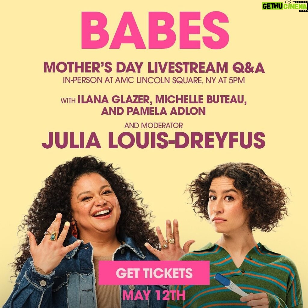 Michelle Buteau Instagram - beyond thrilled that @officialjld will be moderating the #BABESMovie Q&A this mother’s day! check out for tix to see our convo live-streamed in front of ur gorgina faces in movie theatres all over the country on Sun 5/12 with @pamelaadlon @michellebuteau et moi 💋 bring ur partner, bring ur bestie, bring ur mamaaa xoxo p.s. swipe to enjoy @abbijacobson & my Elaine Dance Tribute from 2018 when JLD won the Mark Twain Prize written by @saraschaefer1 have u gotten tix to see BABES? 🎬🍿