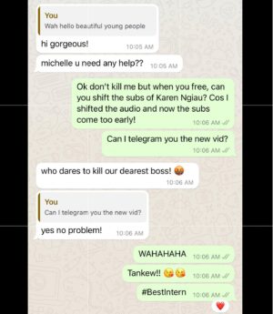 Michelle Chong Instagram - How to get your intern to work on the weekend.😝 #BestInterns @leftprofile #DontCancelMePlease
😅
😛
Will be posting Part 2 of #KarenNgiau tomorrow morning. Look out for it!😁
