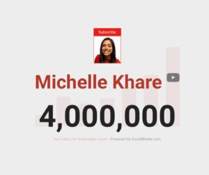 Michelle Khare Instagram - 4 million subscribers!! 🥳 And we have some of our best episodes on the way. Ever grateful to our amazing team ⭐️