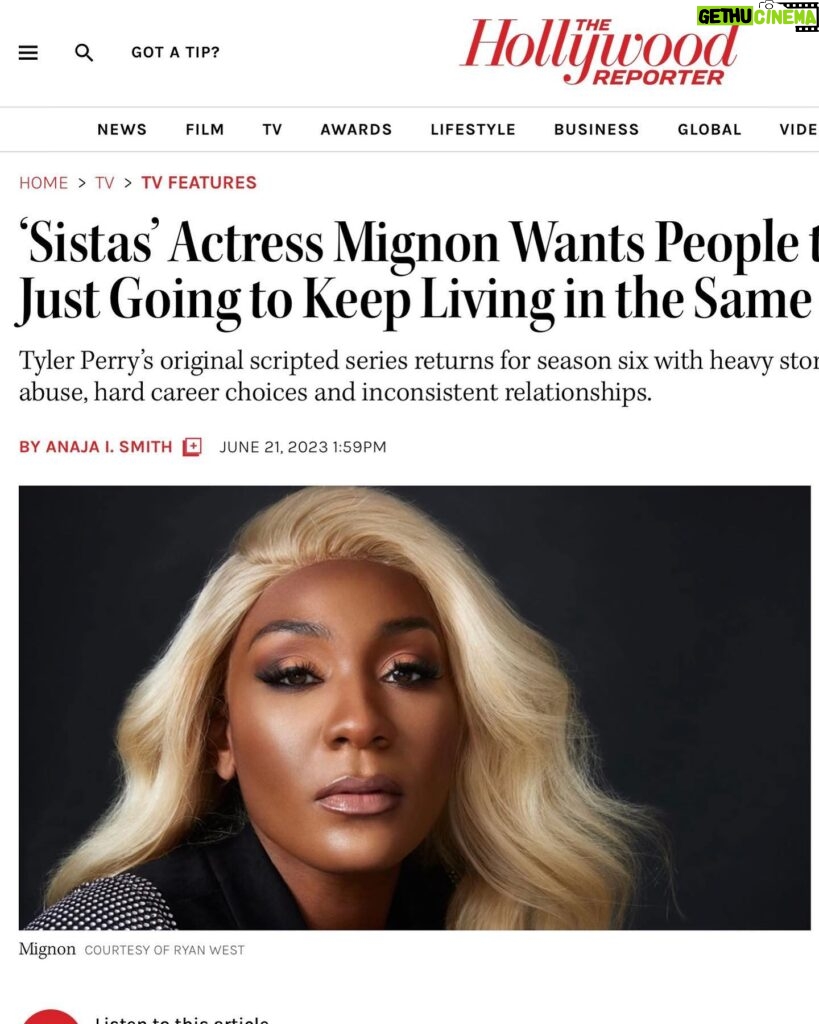 Mignon Von Instagram - Thank you Anaja Smith & @hollywoodreporter for this beautiful write up! 🙌🏾✨