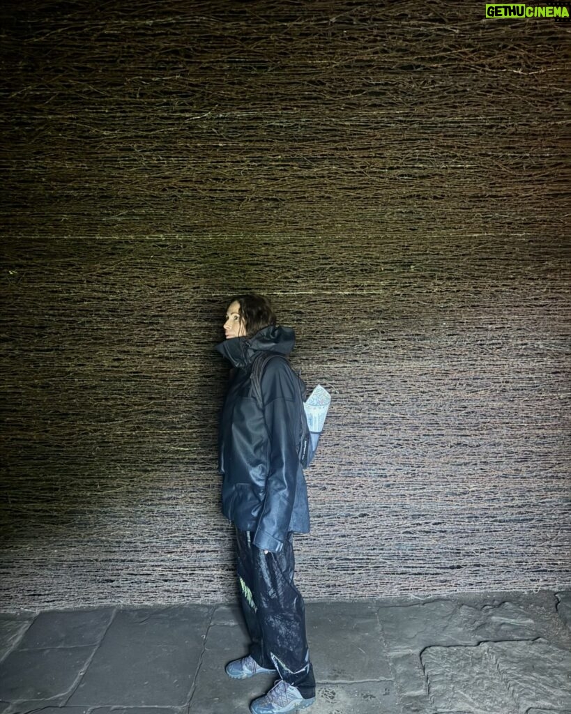 Minnie Driver Instagram - #summer in the UK is inclement, to say the very least. Through the driving wind and rain we ‘walked’ following the map for Hanging Stones - Andy Goldsworthy’s magical installations, built inside shepherd’s huts that you find like treasure , on the dales and moors. #andygoldsworthy #hangingstones #yorkshire