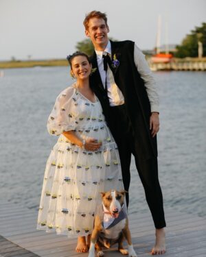 Molly Ephraim Instagram - …and obviously special thanks to our first born, who didn’t attend the actual ceremony as he really hates sand between his toesies… but looked very handsome afterwards. 🍖🍾