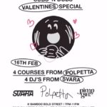 Molly McCann Instagram - WE ARE BACK - VALENTINES SPECIAL If you’re umming and ahhhinnng about Valentine’s Day, we have you covered @Polpetta_Liverpool will be delivering its most ambitious menu yet! A four course meal fit for any valentines date night. Accompanied by the @svararadio gang giving us an unbelievable line up of DJ’s with every course served! Don’t worry that’s not all, in true Sub’s ‘n’ Dub’s fashion, the party doesn’t stop on the tastebuds, we have an official @pimpgin after party next door in Little Green Door where the Pimp Gin gang will take us through to the early hours! Dancing the calories of a good feed away! Tickets are available on skiddle now, link in bio gang! We can’t wait to kick start this year of events this Feb! 🗓️ February 16th 💷 £50 pp 📍 Bamboo (bold street) 7pm - 11pm 📍 Little Green Door (next to Bamboo) 11pm - late https://www.skiddle.com/whats-on/Liverpool/Bamboo-Brunch-And-Cocktails/Subs-n-Dubs/37239331/