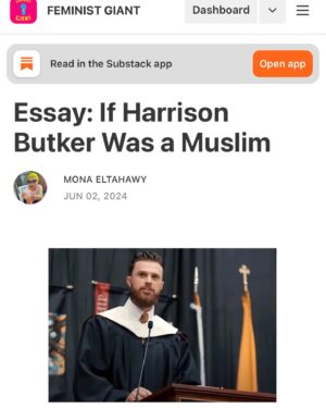 Mona Eltahawy Instagram - New essay: Who but a white Christian man could tell a class of graduating women in 2024 that they were probably most excited about becoming mothers and wives, only to have other white people in the United States (of White Supremacist Patriarchy) act shocked?

Who do you think has been voting for the politicians and judges who are systematically stripping women of autonomy in the United States of Post-Roe v Wade to ensure that they become mothers and wives?

“I think it is you, the women, who have had the most diabolical lies told to you,” Harrison Butker, the kicker for Super Bowl Champion the Kansas City Chiefs, had the fucking nerve to say in his commencement speech at Benedictine College, a private Catholic liberal arts school in Atchison, Kansas. “Some of you may go on to lead successful careers in the world, but I would venture to guess that the majority of you are most excited about your marriage and the children you will bring into this world.”

So successful has white supremacist patriarchy been at convincing white women especially that they’re lucky to live in the U.S. and not Saudi Arabia or Iran, that so many white women did not pay enough attention to the theocracy that white supremacy was building right here at home. It was being built by white men who look like their fathers, brothers, husbands, and sons, not the scary brown Muslim men with beards, right? It was being built by the white men with beards like Harrison Butker. But white Christian men are considered the default and norm and not scary in the U.S, right?

Subscribe to FEMINIST GIANT and get my essays delivered to your inbox. It’s free! Pay if you can to help keep it free

https://www.feministgiant.com

Link in my bio and stories 

https://www.feministgiant.com/p/essay-if-harrison-butker-was-a-muslim