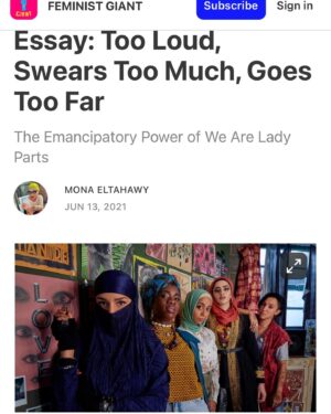 Mona Eltahawy Instagram - The second season of one of my favourite TV shows ever is here! We Are Lady Parts! 

Here’s an essay i wrote after the first season: (link stories and at FEMINIST GIANT)

Too Loud, Swears Too Much, Goes Too Far—
The Emancipatory Power of We Are Lady Parts

When you’re a Muslim woman, you can’t fucking win. Every Muslim woman has an arsenal of you-can’t-fucking-win stories. 

And how lucky we are that Nida Manzoor channeled her arsenal into the revolutionary rocket of a show We Are Lady Parts.
Nida Manzoor on why We Are Lady Parts is a comedy:

“I felt that Muslim women...have often been shown in quite a serious light...esp with Muslim women and how they’re portrayed as oppressed and victims...My experience, and my friends’, is that of joy and fun and silliness”
Men—and white people— are thankfully incidental to We Are Lady Parts. They are the supporting cast—eye candy, lovers or husbands, irritants or racists. And what a relief.

Too often, we are not heard above the noise our men and white people make
All my essays are free to read and share.

Subscribe and get them delivered to your inbox. It’s free—no paywall or ads.

If you can pay, it helps to keep it free