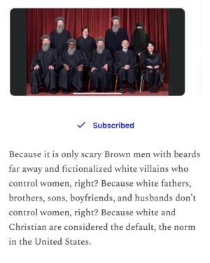 Mona Eltahawy Instagram - New essay: Who but a white Christian man could tell a class of graduating women in 2024 that they were probably most excited about becoming mothers and wives, only to have other white people in the United States (of White Supremacist Patriarchy) act shocked?

Who do you think has been voting for the politicians and judges who are systematically stripping women of autonomy in the United States of Post-Roe v Wade to ensure that they become mothers and wives?

“I think it is you, the women, who have had the most diabolical lies told to you,” Harrison Butker, the kicker for Super Bowl Champion the Kansas City Chiefs, had the fucking nerve to say in his commencement speech at Benedictine College, a private Catholic liberal arts school in Atchison, Kansas. “Some of you may go on to lead successful careers in the world, but I would venture to guess that the majority of you are most excited about your marriage and the children you will bring into this world.”

So successful has white supremacist patriarchy been at convincing white women especially that they’re lucky to live in the U.S. and not Saudi Arabia or Iran, that so many white women did not pay enough attention to the theocracy that white supremacy was building right here at home. It was being built by white men who look like their fathers, brothers, husbands, and sons, not the scary brown Muslim men with beards, right? It was being built by the white men with beards like Harrison Butker. But white Christian men are considered the default and norm and not scary in the U.S, right?

Subscribe to FEMINIST GIANT and get my essays delivered to your inbox. It’s free! Pay if you can to help keep it free

https://www.feministgiant.com

Link in my bio and stories 

https://www.feministgiant.com/p/essay-if-harrison-butker-was-a-muslim