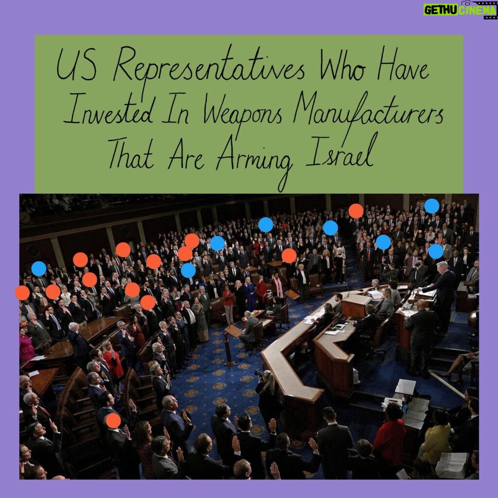 Mona Chalabi Instagram - I wanted to find out which members of Congress are profiting from the killing of people in Gaza. This was hard to do - the illustration shows all purchases and sales by current members of weapons stock where the deal was worth more than $1,000. But it only covers the period 2020-2023 and only includes five companies (Boeing, Lockheed Martin, BAE Systems, Northrop Grumman and Raytheon). This illustration also does not show the millions of dollars spent by these companies in campaign contributions to politicians in order to help secure future contracts. There’s a wide range here because representatives don’t have to disclose the specific amount of their trading, they instead state an estimate and that’s what gets published in the record.  Source: US House Financial Disclosure Form