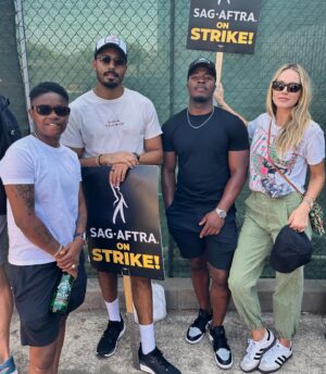 Monet Mazur Instagram - Out here with my people, striking for your people, and all the people as a collective that have been put into this difficult position. 
Do better, value every human contribution that goes into helping create this wild industry we’re all a part of AMPTP. Pay should be based on talent and integrity, not your budget. ✊🏽 @sagaftra #sagaftrastrong #wgastrong
