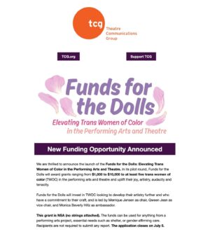 Monica Beverly Hillz Instagram - TCG @tcg_gram is proud to launch Funds for the Dolls! Created by TCG and led by trans women of color (TWOC) leaders in the performing arts, we are specifically committed to investing in TWOC performing or theatre artists who are looking to develop their artistry further and have a commitment to their craft. We at Transformations are proud to be a strategic partner of this new, national initiative.

TWOC looking to develop their artistry further and who have a commitment to their craft, and is led by Merrique Jenson @merriquej as chair, Qween Jean @qween_jean as vice chair, and Monica Beverly Hillz @monicabhillz as ambassador. 
 
This grant is NSA (no strings attached). The funds can be used for anything from a performing arts project, essential needs such as shelter, or gender-affirming care. Recipients are not required to submit any report. The application closes on July 5.

Important dates
Friday, June 14 / Information session
Tuesday, June 25 - Friday, June 28, 3 - 6pm ET / Ask the Dolls (one-on-one office hours)
Monday, July 5 / Application deadline
Monday, August 5 / Notification
Monday, August 12 - Tuesday, August 13 / Final interviews

TCG is proud to launch Funds for the Dolls! Created by TCG and led by trans women of color (TWOC) leaders in the performing arts, we are specifically committed to investing in TWOC performing or theatre artists who are looking to develop their artistry further and have a commitment to their craft. @kctransformations is a proud strategic partner of this initiative.

Want to learn more and apply? Head to @tcg_gram and click on the link in their bio to learn more and get started.

#transisbeautiful #transgender #trans #art #lgbtq #queer #bipoc #sw #theatre #twoc #girlslikeus #pride #artist #performance #drag #ballroom #voguing #lypsync #dancer