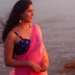 Monika Bhadoriya Instagram - #sareeswag #beachvibes #happyday