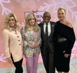 Morgan Fairchild Instagram - Love this shot of @thedonnamills @alroker Nicolette Sheridan and me during our foray to @todayshow last week for #LadiesOfThe80s #ADivasChristmas on @lifetimetv. Al is the nicest guy! #HappyHolidays #MerryChristmas #HolidayFun Sending Love To You All💗🎉💗🎄💗🎅🏻💗🦌💗🎉💗🎄💗🎅🏻💗🎉