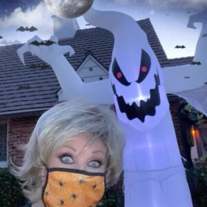 Morgan Fairchild Instagram - #OnMyWalk I was minding my own business when this #Ghost #Goblin sprang up! Where did HE come from? Just materialized! And he brought #Bats!! What is it with these guys and BATS?? EEEK! #halloweeniscoming🎃 #Boo #happyhalloween🎃👻 #Spooky #Ghouls Sending Love To You All🎃👻🎃🦇🎃☠️🎃🐈‍⬛🎃🧛🎃💀🎃🧙‍♀️🎃👻🎃🦇🎃☠️🎃🐈‍⬛🎃🧛🎃💀🎃👻🎃🦇🎃☠️🎃🐈‍⬛