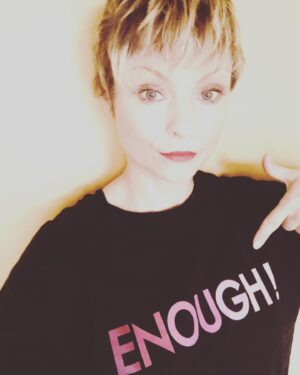 MyAnna Buring Instagram - Around the world, 1 in 3 women experience violence during their lifetime, and in countries affected by conflict women are 50% more likely to experience domestic violence. Since the start of the pandemic, this violence has only intensified. Enough!  This T-shirt by @bashparis is on sale now and proceeds go to @womenforwomenuk who do incredible work supporting women in war torn countries... follow both to find out more about how you can help.  #16daysofactivism #endgenderbasedviolence #enough