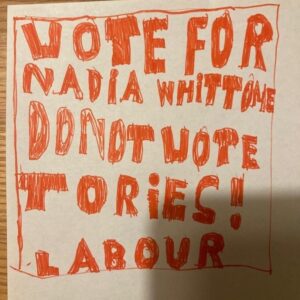Nadia Whittome Instagram - Thank you to Matthew from Mapperley for this wonderful contribution to my campaign ❤️🌹

Matthew can’t vote yet, but if you can, don’t forget to register by 18 June at gov.uk/register-to-vote