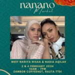 Nadiya Nisaa Instagram – Come & show your love & support to our homemade product making their first appearance at @nananomarket 💖 Walaupun masing-masing jadual busy in the world tapi kita nak gain this experience & meet our customer in person to let them taste our super delicious combo 🥰 

Kita jual harga promosi Pre-Ramadhan ONLY at our booth with our Combo Package (Kuah Kacang Tak Kalut   Chilli Oil) jadi kena datang ok 😉✨

@rasa_nalurinadiya 
@nabdelish 

Apa nama best gabungan Nadia kuasa dua ni? 😍