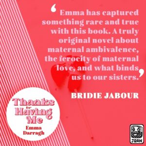 Nakkiah Lui Instagram - So excited to announce the third publication from JOAN and our first fiction title, THANKS FOR HAVING ME by the wonderful @emmaldarragh 

It’s a work that is unflinching, tender and darkly funny series of interwoven stories about three generations of women in one family as they navigate girlhood, motherhood and selfhood. 

It’s a coup for JOAN, it’s experimental and intimate storytelling that pushing boundaries!

@allenandunwin @graceheifetz