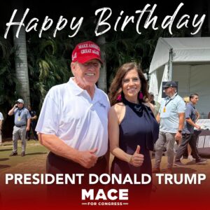 Nancy Mace Instagram - Happy Birthday to Donald J. Trump, the 45th and 47th President of the United States. 🇺🇸

#AmericaFirst