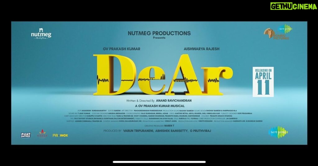 Nandhini Madesh Instagram - #DeAr from April 11 . Thank you so much @ravichandrananand sir for this opportunity 😀 Trailer put now Link in the Highlights :) Happy to be a part of this beautiful romcom and also very happy to share screen with experienced actors @rohinimolleti maam @aishwaryarajessh maam @gvprakash sir @kaaliactor sir #ilavarasu sir @kailasam.geetha maam #thalaivasalvijay sir. Thanks to the entire crew . @anushaa13 @lavanya_desigan @jagadeesh.sundaramurthy @nutmegprod @varun.tripuraneni @narentnb @iam_.azar @maga_anan @abdool_lee & all The "DeAr" crew members .