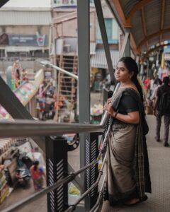 Nandhini Madesh Instagram - Captured by @wordless.emotion Makeover by @pearlglitz_makeover #ivalnandhini #ival #nandhini #photo #photooftheday #photography #portraitphotography #portrait #train #rain #melody #raja