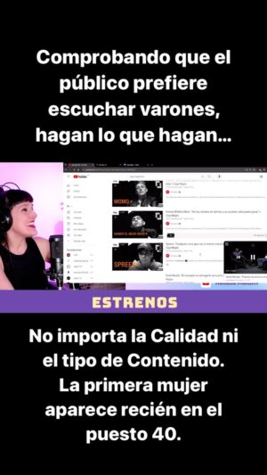 Natalia Maldini Instagram - Somos un público machista?
Amo las entrevistas de Caja Negra. Julio Leiva invitó a personalidades de todo tipo, mujeres talentosas e interesantes. Sin embargo entre los videos más vistos, recién en el puesto 40 aparece la primera mujer.
La sociedad prefiere voces masculinas? 
Este experimento lo pueden realizar con otros canales y el resultado es muy similar. Siempre ganan los varones.
