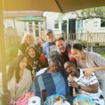 Natalia Tena Instagram - HAPPY YOU BOTH MADE IT ANOTHER YEAR DAY @joshokusanya @msjohnniefiori. Pre picture, all of us had inhaled a feast of food, booze and cake in honour of these humans in the warm May sunshine. So glad you were both born. Pete’s BBQ set up is American Grade generous.