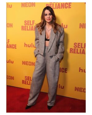 Natalie Morales Instagram - #SelfReliance is out on @hulu today and I was so lucky to be a small part of it. I am so inspired by and have been such a fan of @mrjakejohnson ’s for so long and I’m happy to report he’s even cooler and kinder than he seems to be. 💓

Thank you to my crew for joining me at the premiere,
And to @makeupbymyriama @jazmyn_aubrey & @kimmyerin @ander__scott & @stellamccartney for making me look like I belonged there.